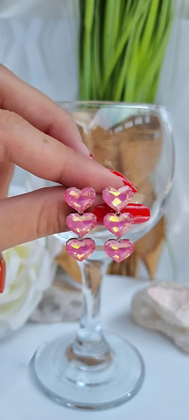 ARETES CORAZONCITOS ROSA
