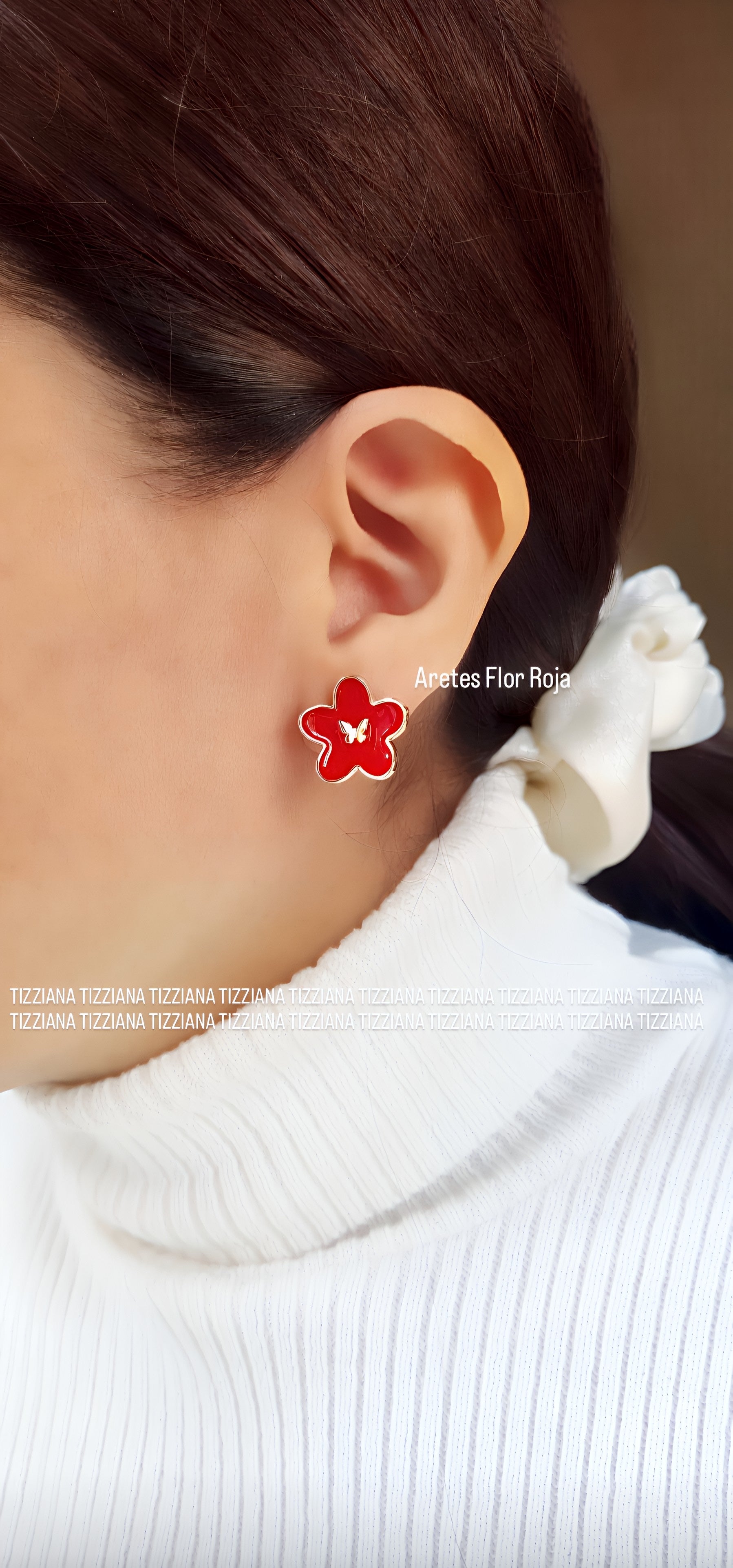 ARETES FLOR ROJA