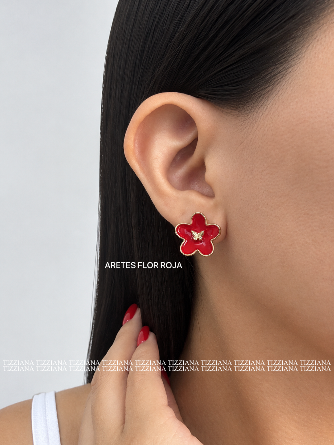 ARETES FLOR ROJA